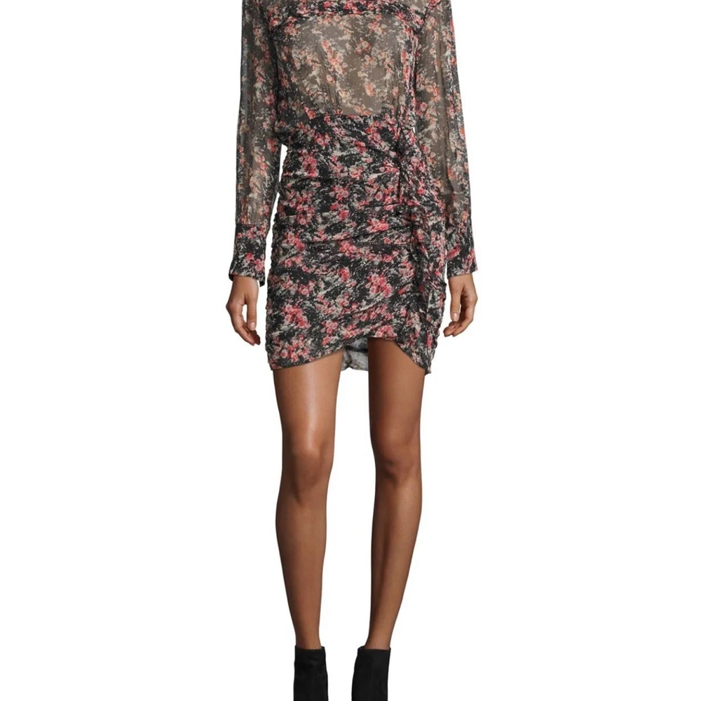 Isabel Etoile Marant jirvina Floral dress Size 42 US Size 8-10 Medium Grey Black